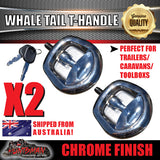 x2 Chrome Whale Tail T Handle Folding Lock for Trailer Caravan Canopy