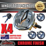 x4 Chrome Whale Tail T Handle Folding Lock for Trailer Caravan Canopy