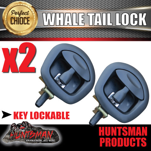 x2 Black Whale Tail T Handle Folding Lock for Trailer Canopy Caravan