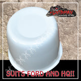 4X WHITE WHEEL CENTRE CAP- 83MM-86MM WHEEL CENTRES