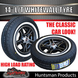 14" Trailer Caravan Stealth Alloy & 185R14C Whitewall Tyre suits Ford pattern. 185 14