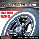 14" Trailer Caravan Stealth Alloy & 185R14C Whitewall Tyre suits Ford pattern. 185 14