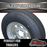 14" BOAT TRAILER HQ GALVANISED STEEL WHEEL RIM & 195R14C TYRE. 195 14